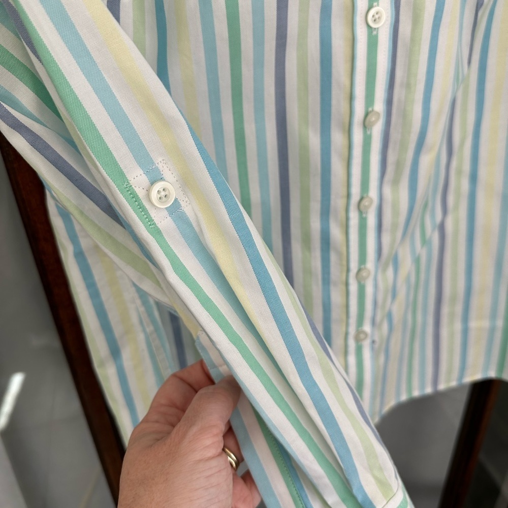 Talbots Plus Size 1x Striped Button Up Shirt 100%… - image 3